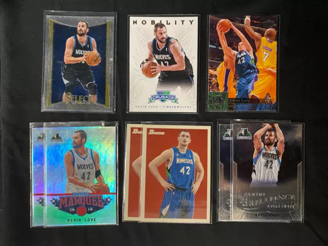 Assorted Kevin Love Basketball Card Lot with Chrome And Holo Cards All Gradable