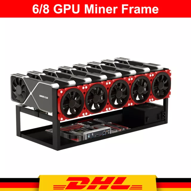 8 GPU Open Air Gehäuse Halterung Alu Mining Frame Open Case Mining Rig Miner