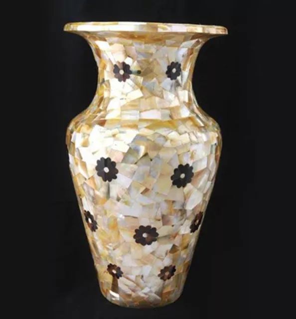 Weißer Marmor Blumentopf Perlmutt Überzug Arbeit Dekorativ Vase für Verbindung