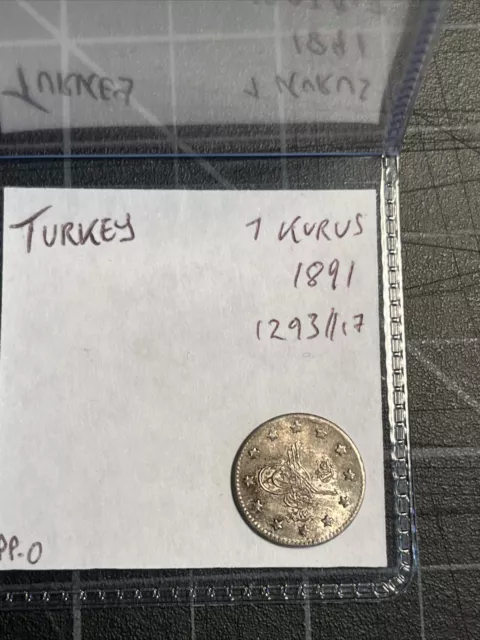 Turkey Ottoman 1 Kurus 1891 1293/17 Silver