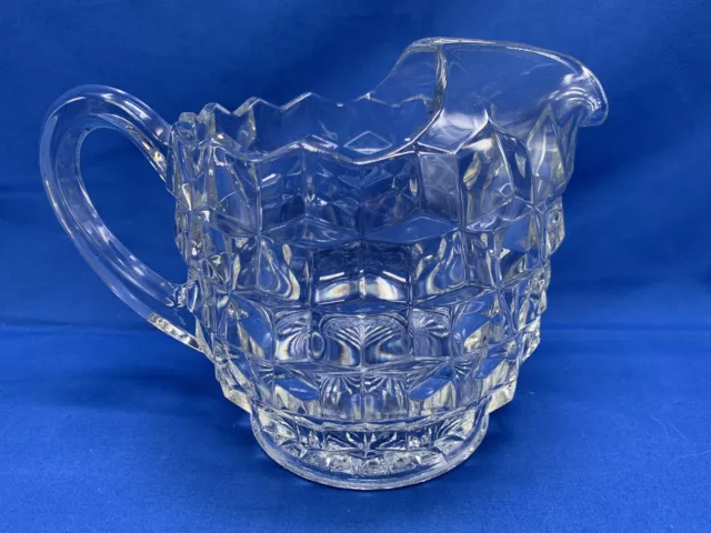 VTG Fostoria American 3 Pint Ice Lip Jug Pitcher Clear Glass 6.5" Tall EUC USA