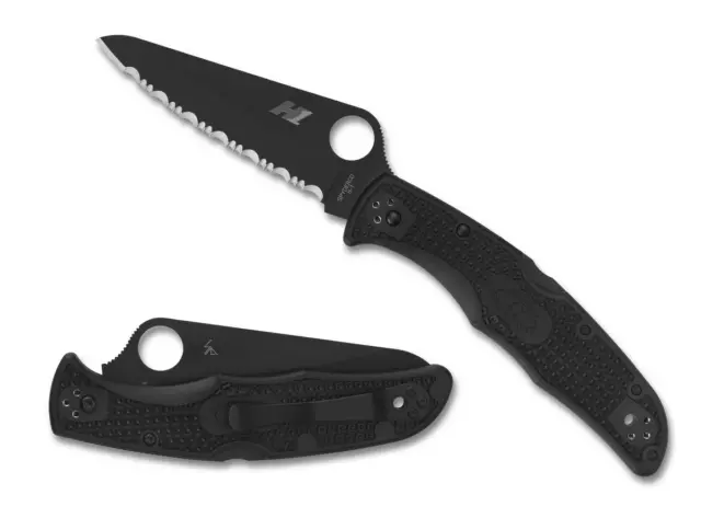 Spyderco Knives Pacific Salt 2 Lockback Black FRN Serrated H2 C91SBBK2