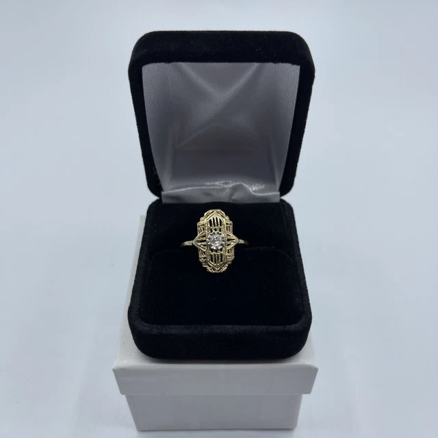 ART DECO VICTORIAN Filagree Design RING 14k YELLOW GOLD #205