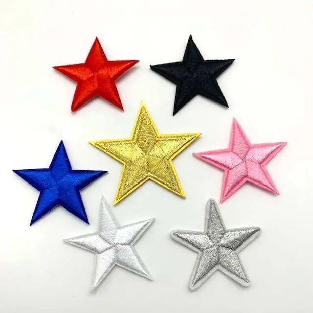 Embroidered Stars 5 pieces IRON-ON patch applique badge 4 - 5cm choice of colour