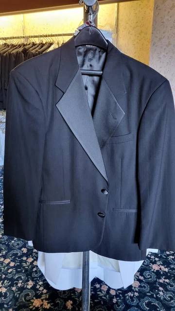 Perry Ellis Two Button  Black Fine Tonal Striped Tuxedo Jacket