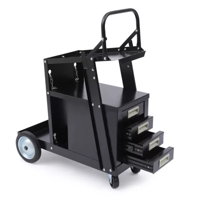 CJ-0033 Rolling Welding Cart with 4 Drawers Trolley Plasma Cutter Storage Tank