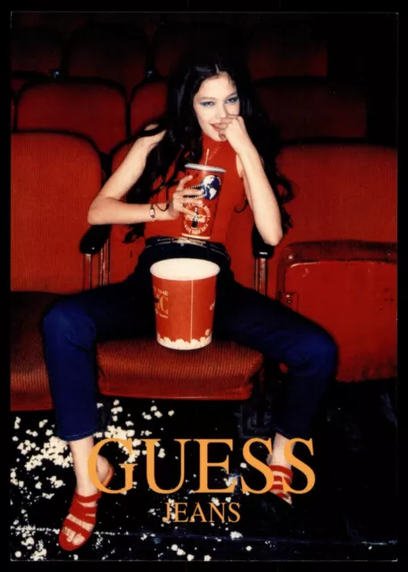 Guess Jeans Lady Watching A Movie Eating Popcorn Red Shoes Maxracks Postcard UNP