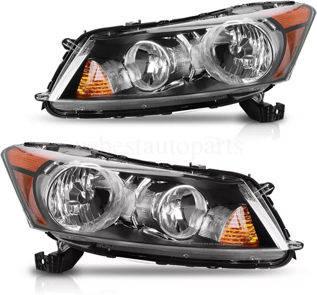 Headlights Headlamps Assembly Pair LH RH Driver Passenger For Honda Accord 08-12