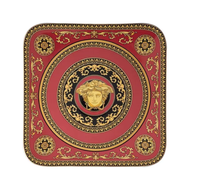 Versace Von Rosenthal Medusa Red Quadratisch Service Platte #409605-16263 Brand