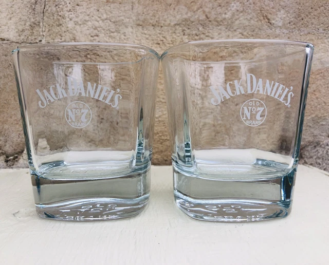 JACK DANIELS TENNESSEE Whiskey Old No. 7 Set of 2 Lowball Rocks Square