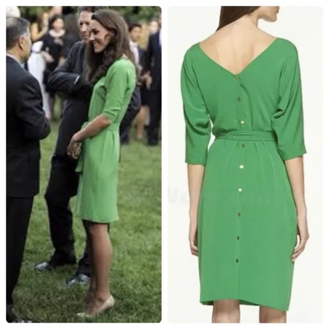 6 8 Nwot Diane Von Furstenberg Princess Kate Maja Lawn Green Silk Dress