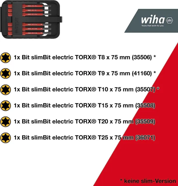 Wiha Bit Set slimBit electric TORX® 7-tlg. I inkl. slimBit-Box VDE geprüft