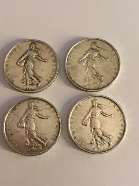4 pièces de 5 francs Semeuse ARGENT 1960, 62,63,64