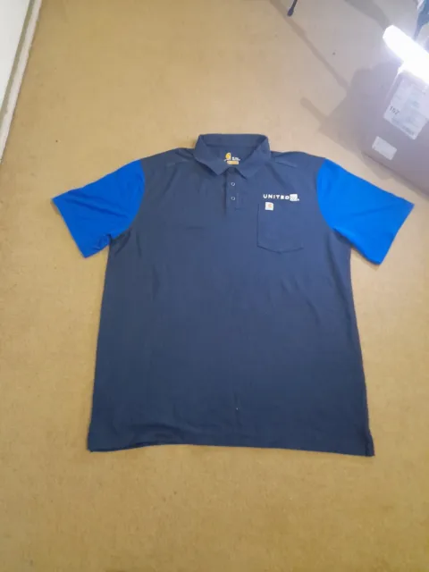 CARHARTT K87 POLO Tshirt Relaxed Fit Short Sleeve Blue Force Large £19. ...