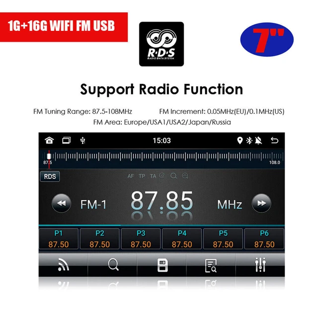 Double DIN 7" Android 11 Car Stereo Radio GPS Bluetooth MP5 Carplay FM/RDS WIFI