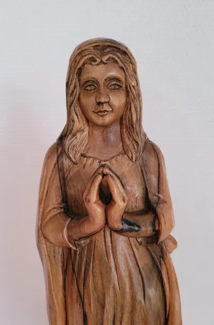 Très Belle Statue Sainte Vierge Marie en Bois Signé R. GAIME H. 43 cm Religion 2