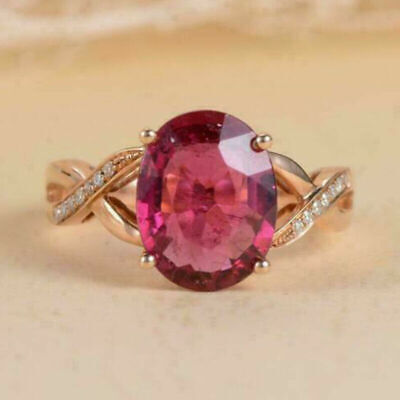 5.00 Ct Oval Cut Lab-Created Red Ruby Engagement & Wedding Ring 14K Rose Gold FN