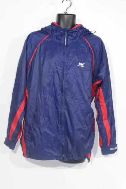 Vintage Helly Hansen Windbreaker Jacket Medium Blue Red Coat Packable Mens