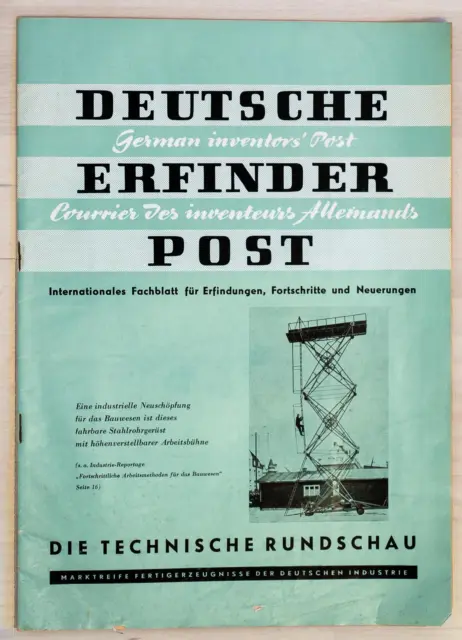 Deutsche Erfinder Post die technische Rundschau 1958 Heft 4 Berlin West
