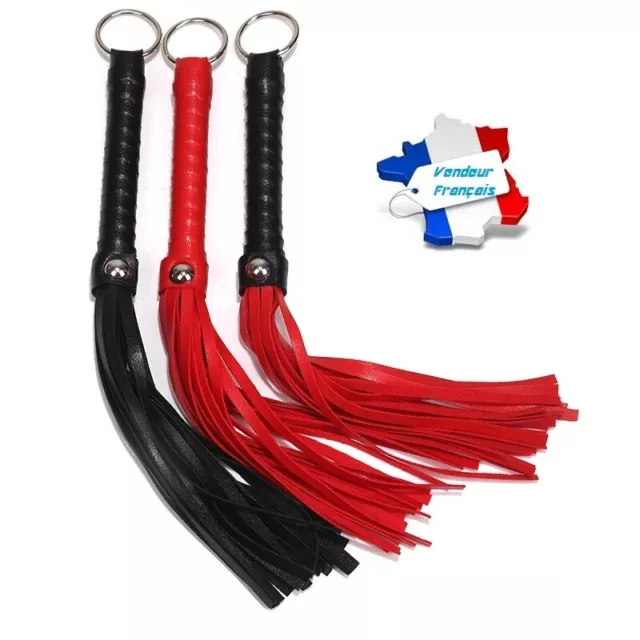 Fouet simili cuir rouge ou noir SM Bondage Bdsm Sexe Jeu Fessée Fouetter