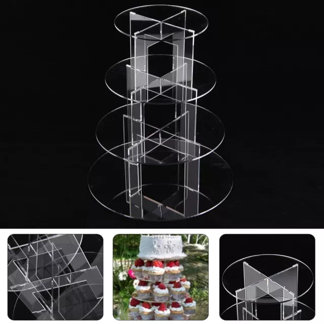 4 Tier Level Round Cupcake Stand Dessert Tower Clear Acrylic Display Cake Stand