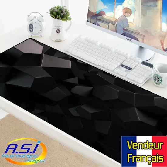 Tapis de souris Gamer Damier NOIR GRIS design XXL Grand format VENDEUR FRANÇAIS