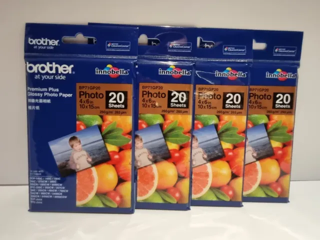 Brother BP71GP20 10x15 cm 4x6in Premium Plus Glossy Photo Paper 260gsm 80 Sheets