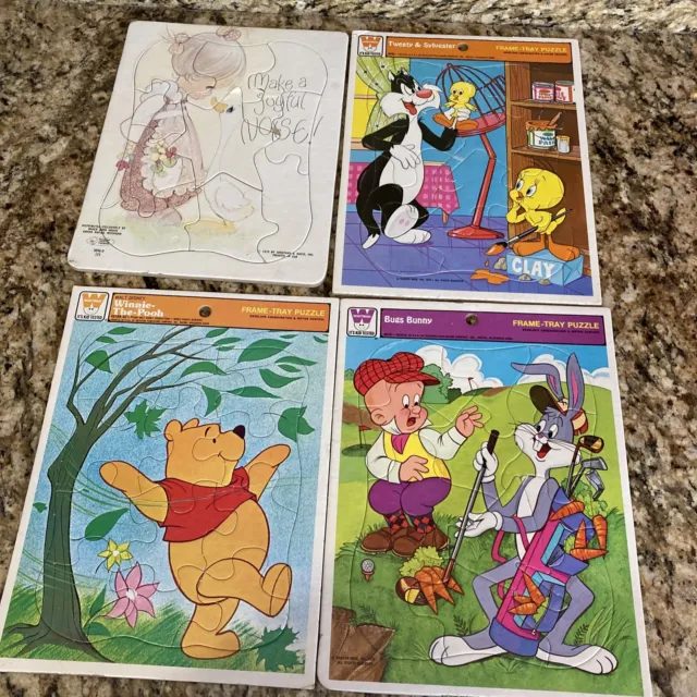 Whitman Frame Tray Puzzle Lot - Winnie Tweety Bugs Bunny + Bonus