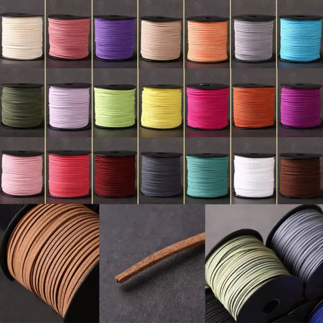 90m/roll Flat Faux Suede Braided Cord Leather Thread String Rope DIY Craft 3mm