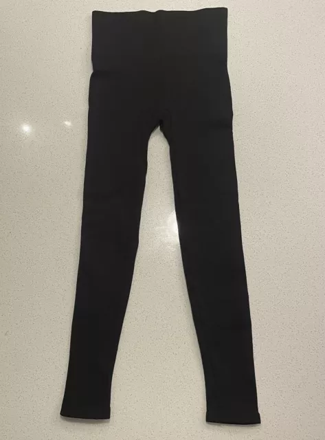 SPANX Look At Me Seamless Leggings Black Ribbed Waist Shaping Size Small