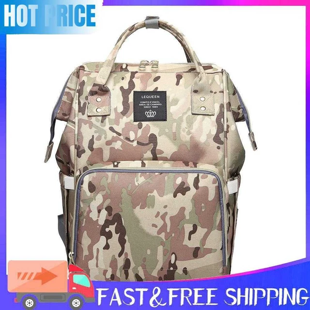 Waterproof Mummy Diaper Bags Backpack Large Capacity Baby Care (Light Camo)