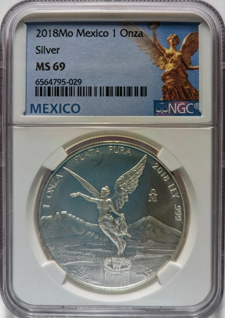 2018-Mo Mexico - Libertad 1 Onza - NGC MS69 (Mexico Label; 1oz Silver)