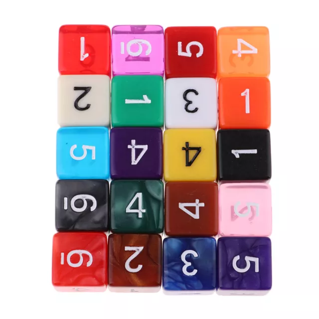 20pcs dés en acrylique dés à 6 faces avec numéros pour jeu de table pratique