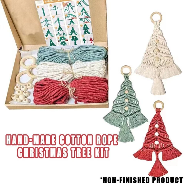 3-teiliges/Set Baumwollfaden Weihnachtsbaum Makramee Kit zum Selbermachen hängende Ornamente Tür