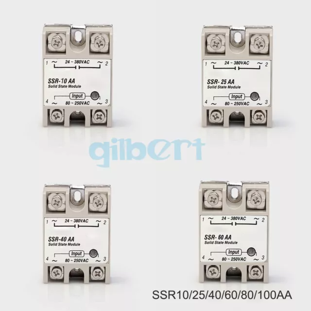 SSR Single-phase Solid State Relay 10-100A AC-AC Input 80-280VAC Load 24-380VAC