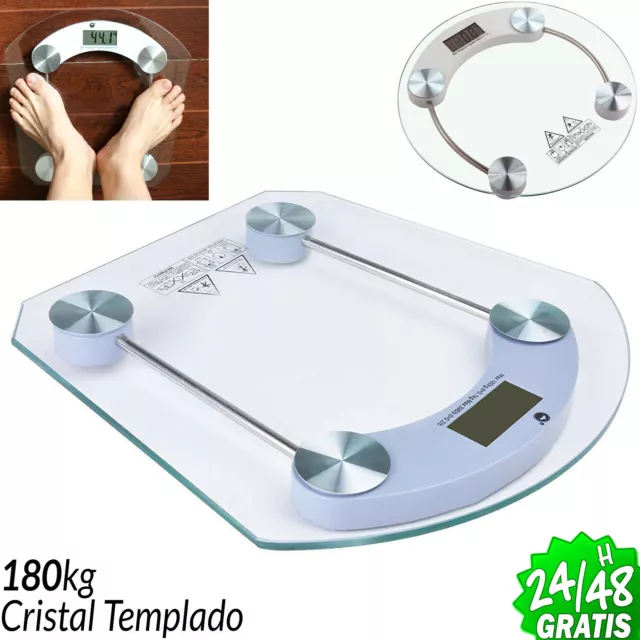 Bascula Peso De Baño Digital Lcd 180 Kg Cristal Vidrio Templado Precisión C Pila