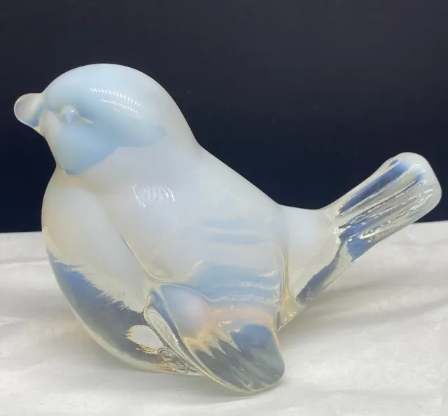 Vintage Fenton Bird White Opalescent Clear Art Glass Stamped
