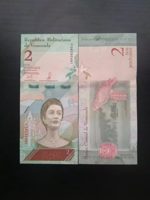 Venezuela (5 notes) Dos/2 Bolivares Soberano 2018, aUNC Currency Bolivare