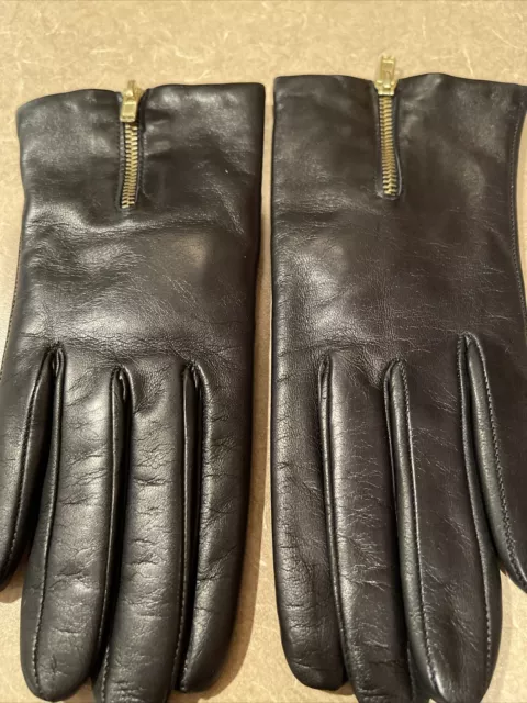 New Black Portolano Leather Gloves, 7