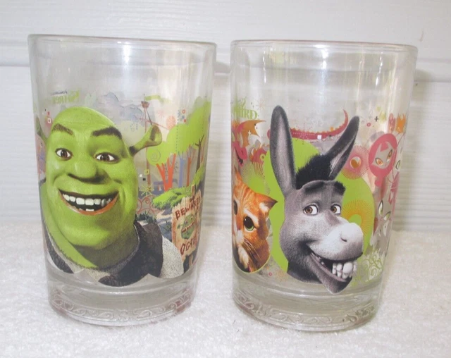DREAMWORKS SHREK THE Third 2007 McDonalds Glasses Set Of 2 15.00