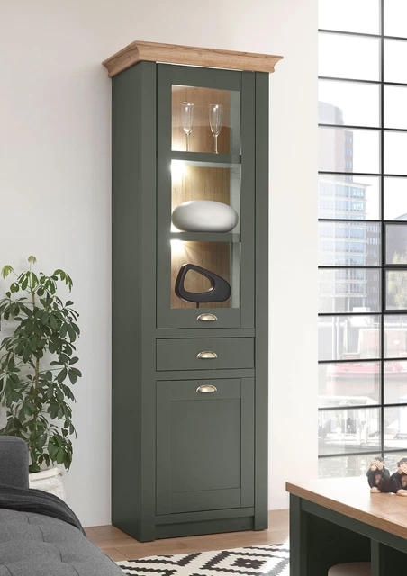Vetrina Cambridge 68 cm verde wotan rovere vetrina stand soggiorno