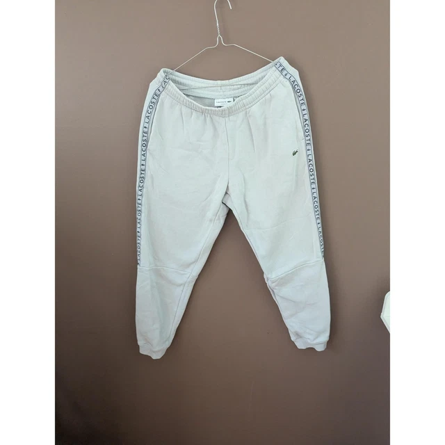 Lacoste Pants Mens Small Gray Tapered Fit Logo Tape Sweatpants Joggers