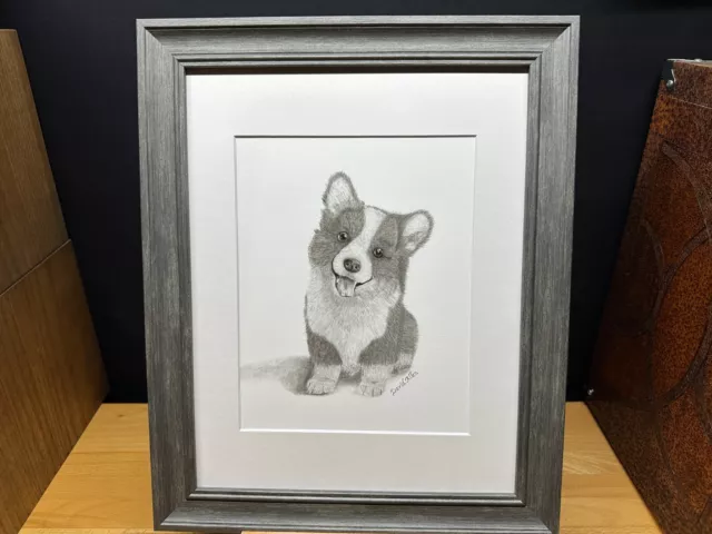 Corgi Puppy Dog ~ Graphite Pencil Art Sketch Drawing Picture Print