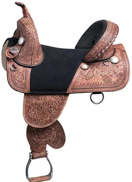 Western Trail Horse Selle Barrel Racing Tack Premium Cuir Outillé 10-17 TGTGT | eBay
