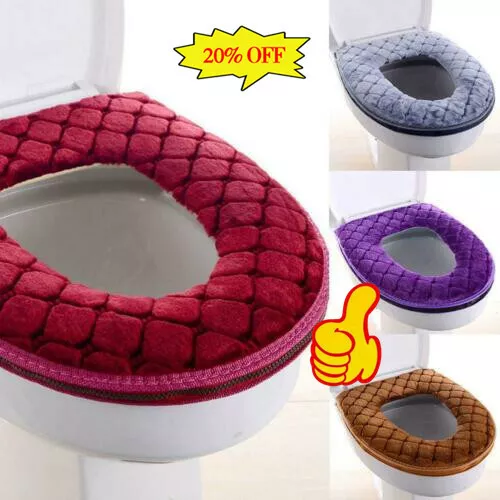 Bathroom Toilet Seat Warmer Cover Soft Mat Washable Seat Closestool Cushion