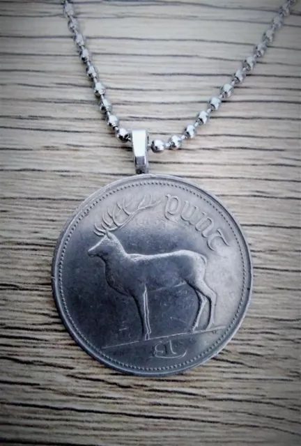 Coin Necklace/Pendant-Ireland- Punt - Deer/ Irish harp - Uniq gift