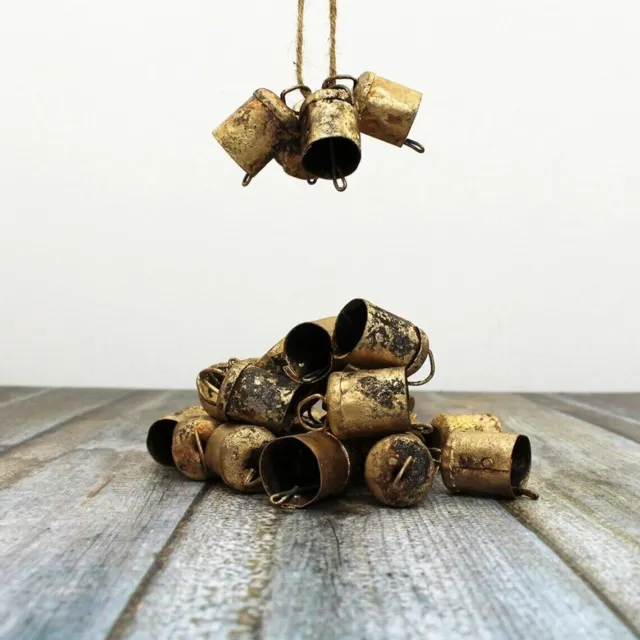 120 Pieces Vintage Rustic Mug Bells Recycled Iron Tin Cow Bells Bronze Color