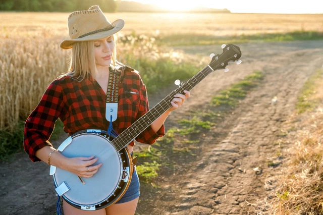 Banjo Folk Guitare Bluegrass 5 Cordes Résonateur avec 11'' Peau originale Remo 2