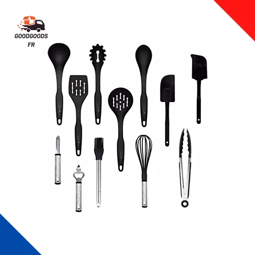 Set D'Accessoires De Cuisine De 12 Pièces, Set De Cuisson, Ensemble D'Ustensiles