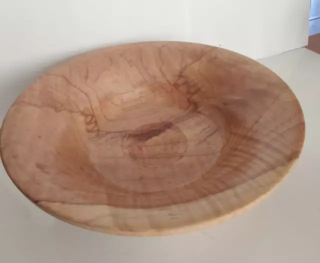 Hand Turned Cherry Wood Salad or Fruit bowl 9 3/4" Signed by maker 2